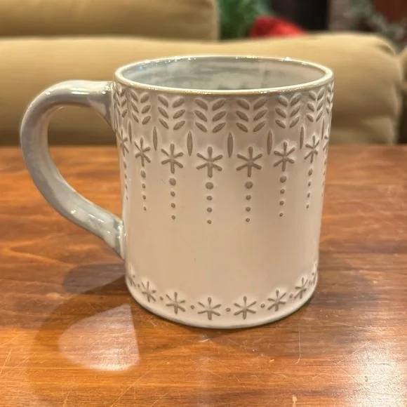 NWOT! Anthropologie A Initial Stocking Mug Winter Holiday Christmas Snowflake - Picture 3 of 11